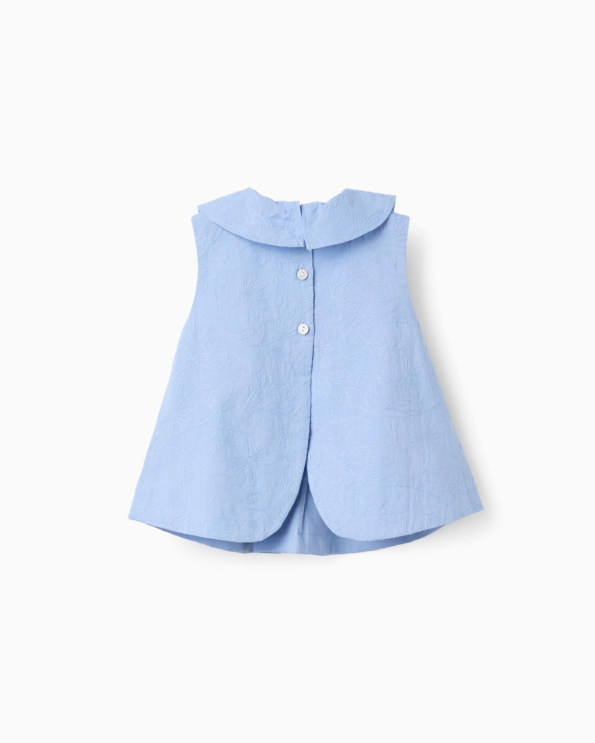 Blusa Detalle Cuello Bordado Azul Zippy diseño