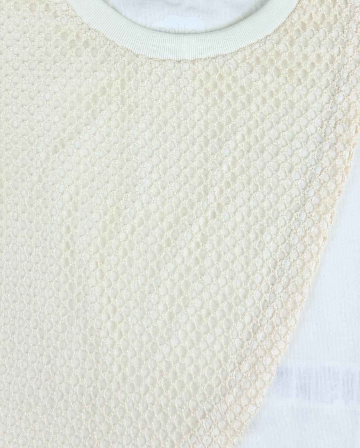 Blusa Detalle Tejido Pecho Marfil Detalle Diseño