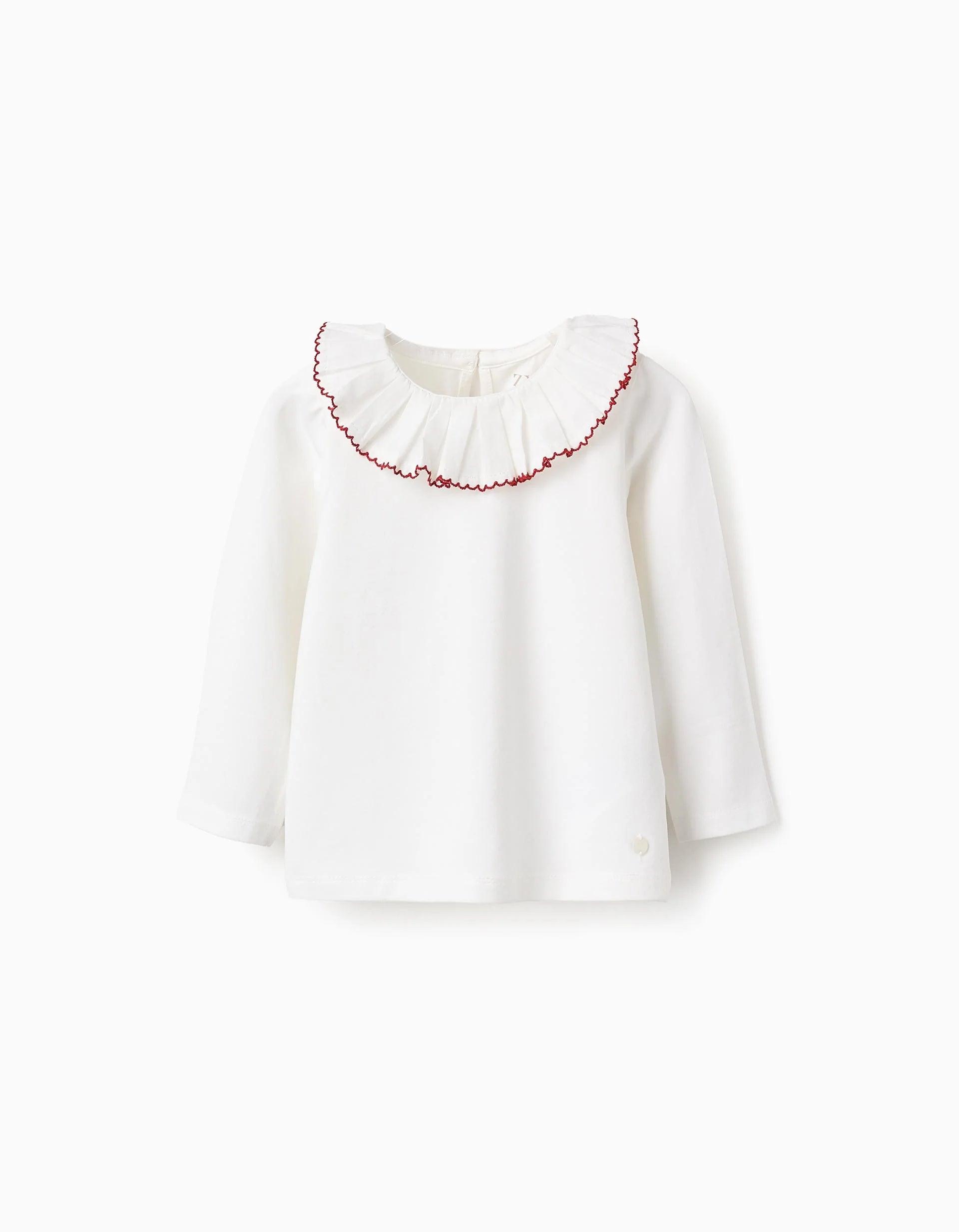 Blusa Manga Larga Cuello Volante Blanco Zippy
