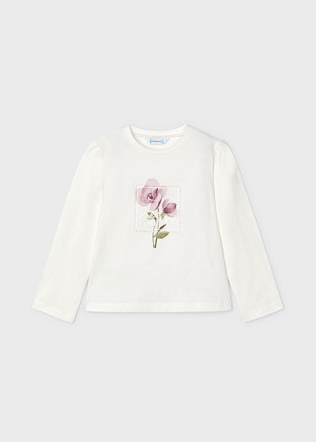 Blusa Manga Larga Flores Blanco Mayoral