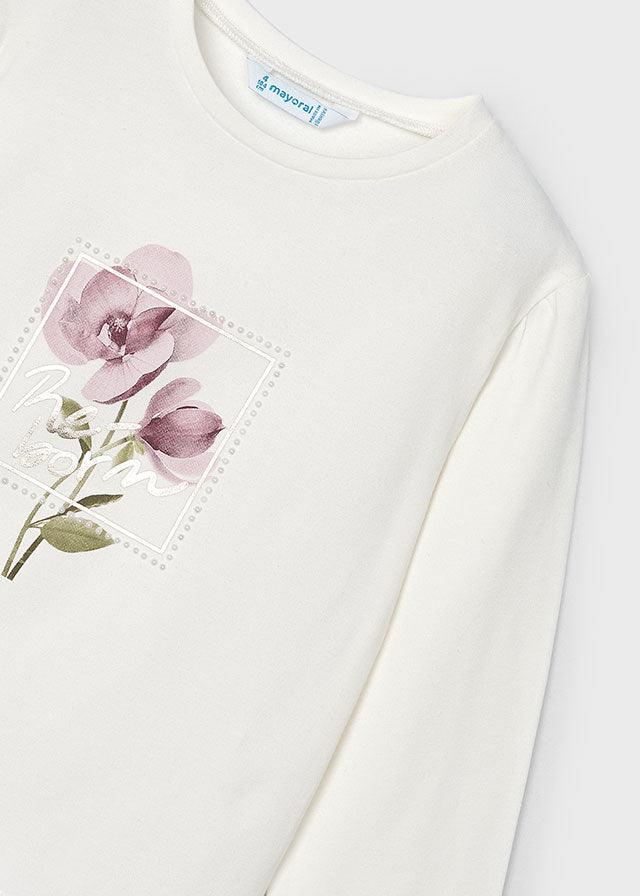 Blusa Manga Larga Flores Blanco Mayoral Detalles