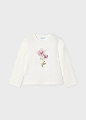 Blusa Manga Larga Flores Blanco Mayoral