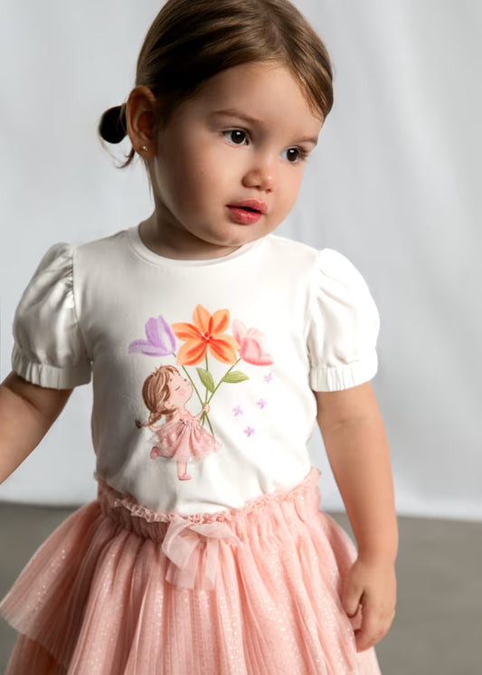 Blusa Muleca Detalle Tul Rosa Blanco Mayoral BEBE