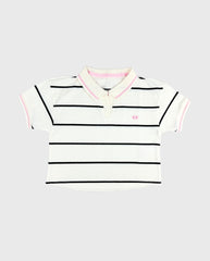 Blusa Tipo Polo Rayas Corazon Marfil