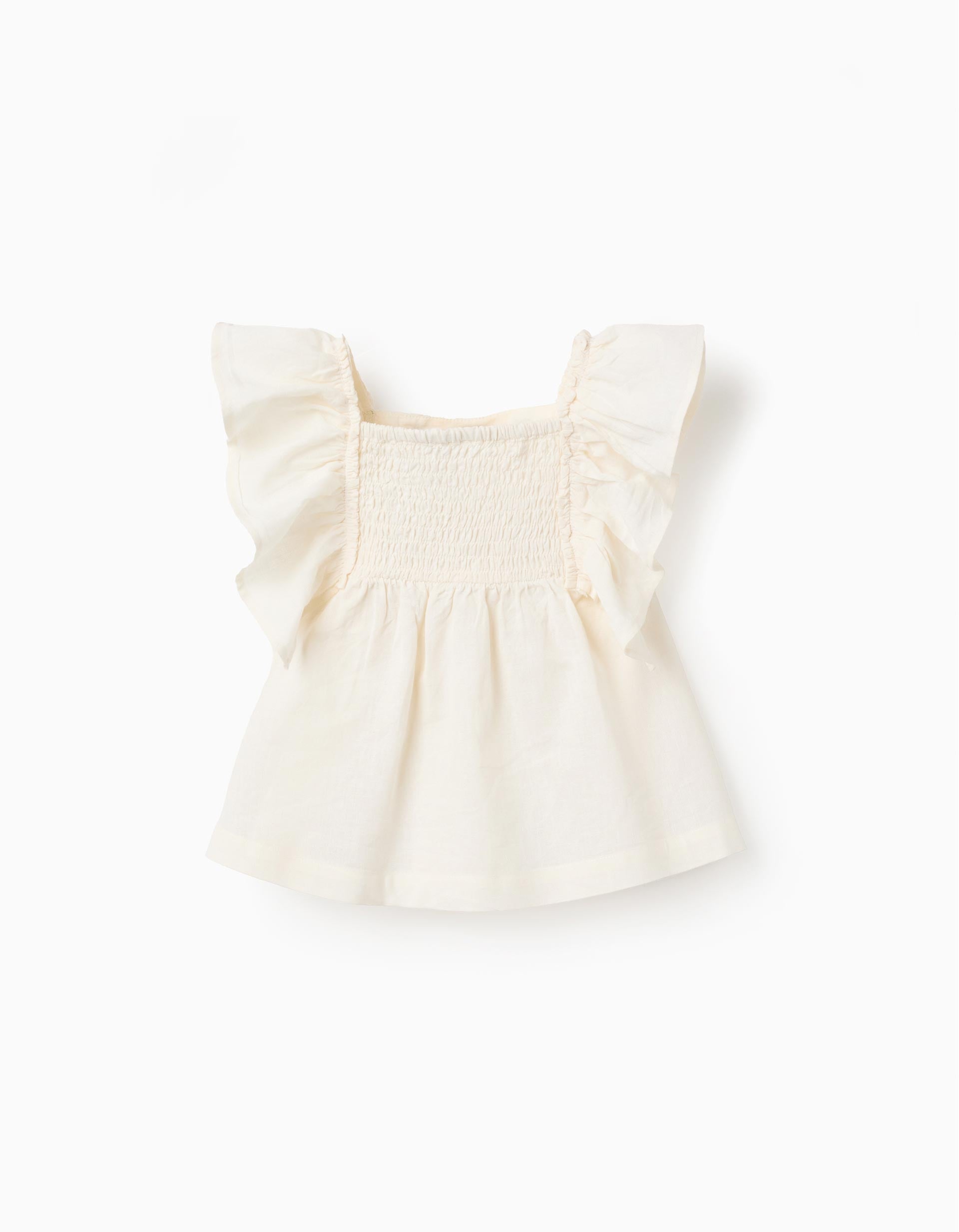 Blusa Volantes Pecho Bordado Beige Zippy diseño