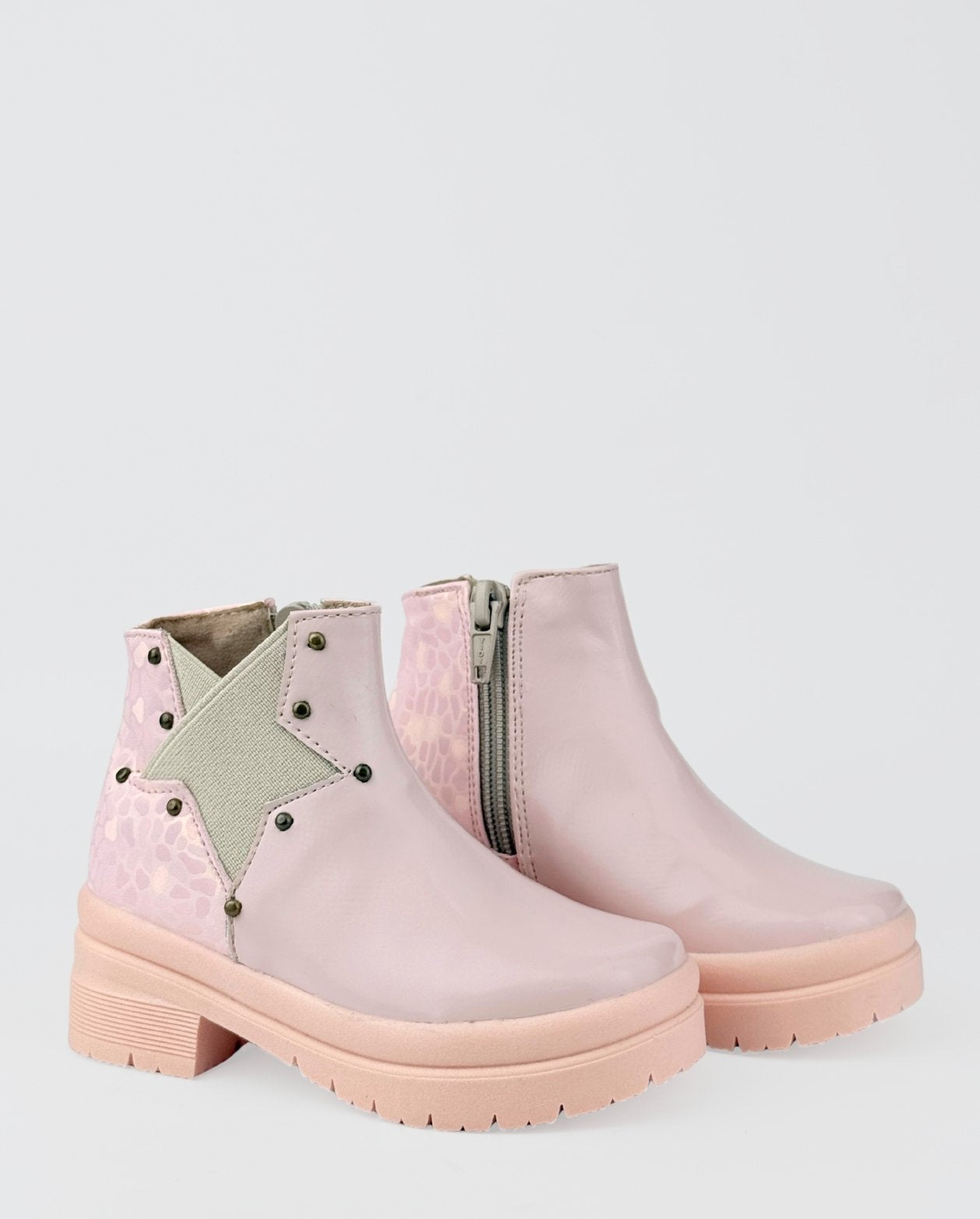 Bota Charol Detalle Estrella Rosa