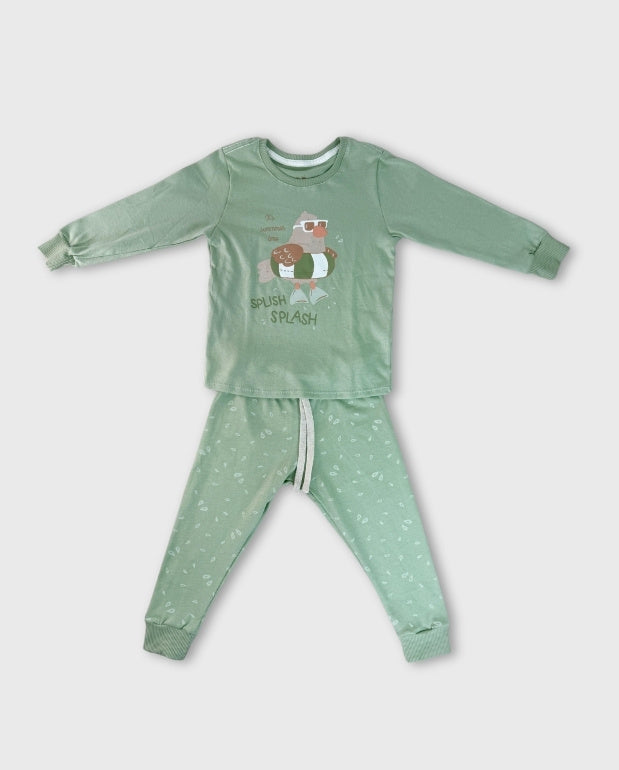 Pijama Niño Manga Larga Splash Verde