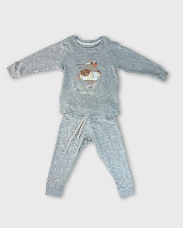 Pijama Niño Manga Larga Splash Gris