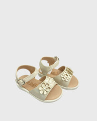 Sandalias Flores Tornasol Beige Niña