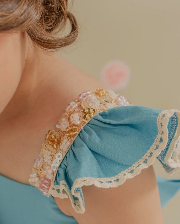 Vestido para Fiesta Camino Azul Lilo detalle 