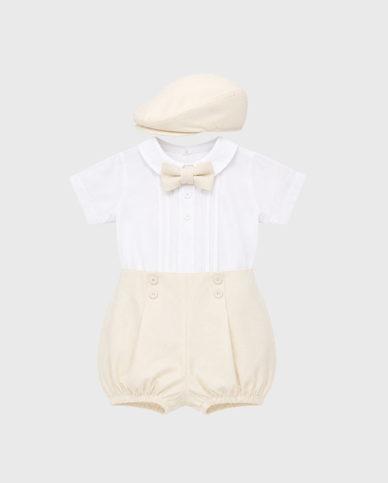 Conjunto Ceremonia Boina y Moño Beige