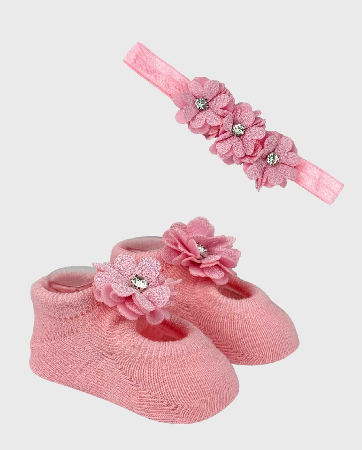 Set Medias con Balaca Flores Surtido Pink
