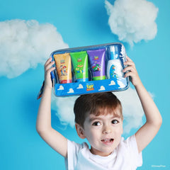 Kit capilar y corporal para niños Disney Toy Story con shampoo, gel de ducha, crema humectante y colonia.