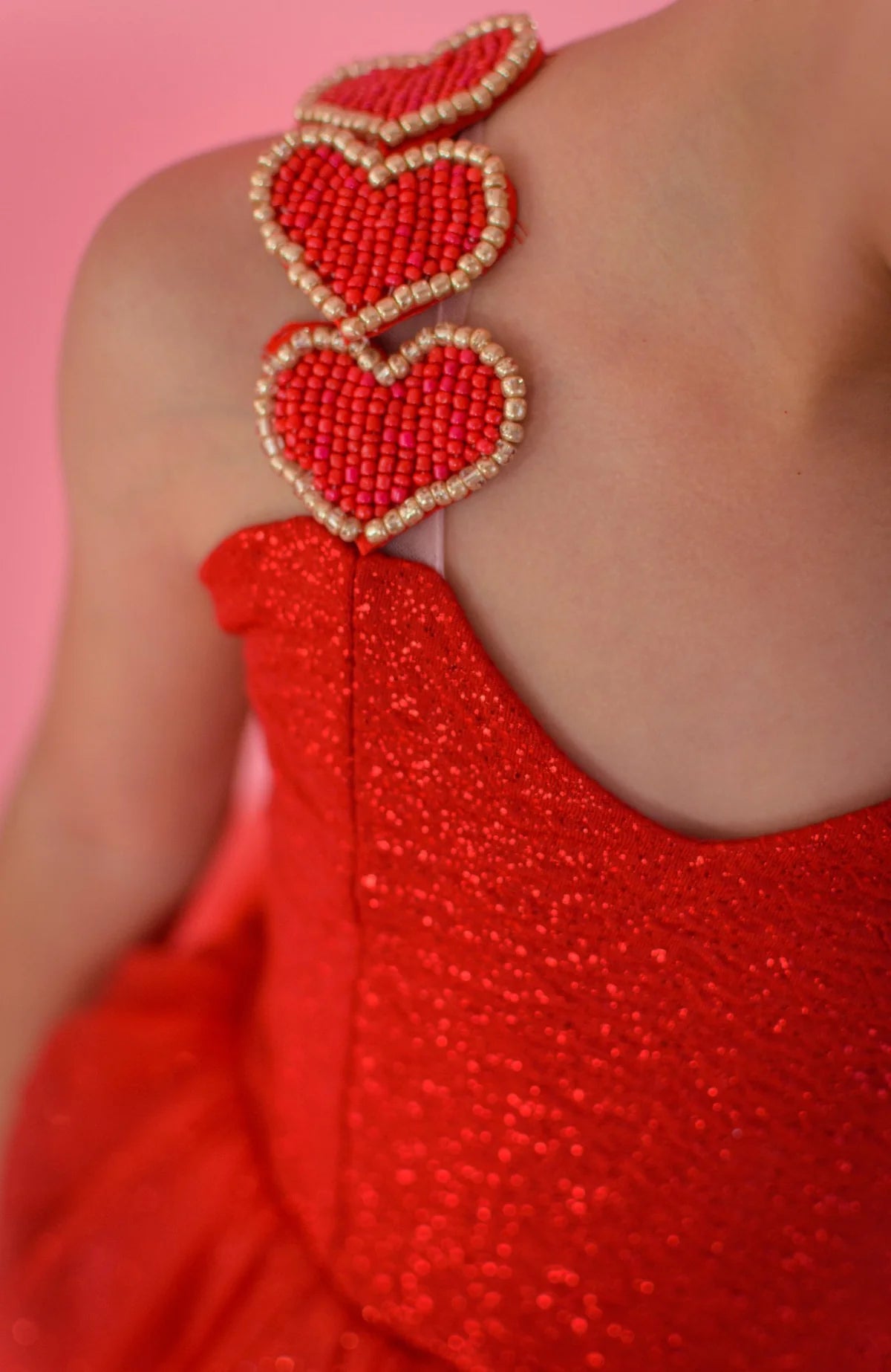 Vestido Para Fiesta Niña Corazones Rojo 