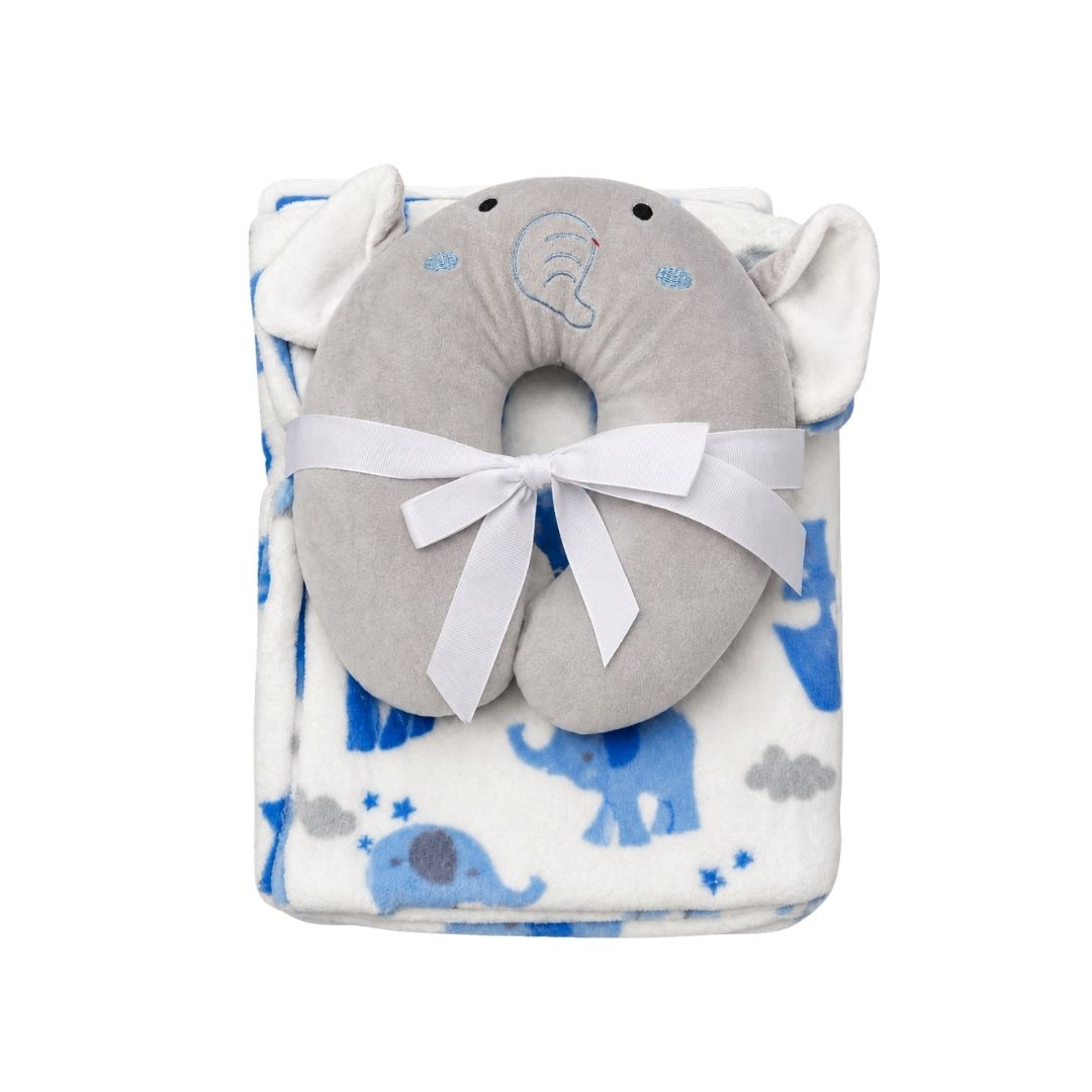 Cobija Con Almohada Cuello Elefante AZUL
