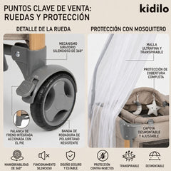 Corral Colecho Baby Bed Beige Kidilo descripción 
