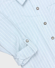 Camisa Maxi Manga Larga Con Rayas Detalles