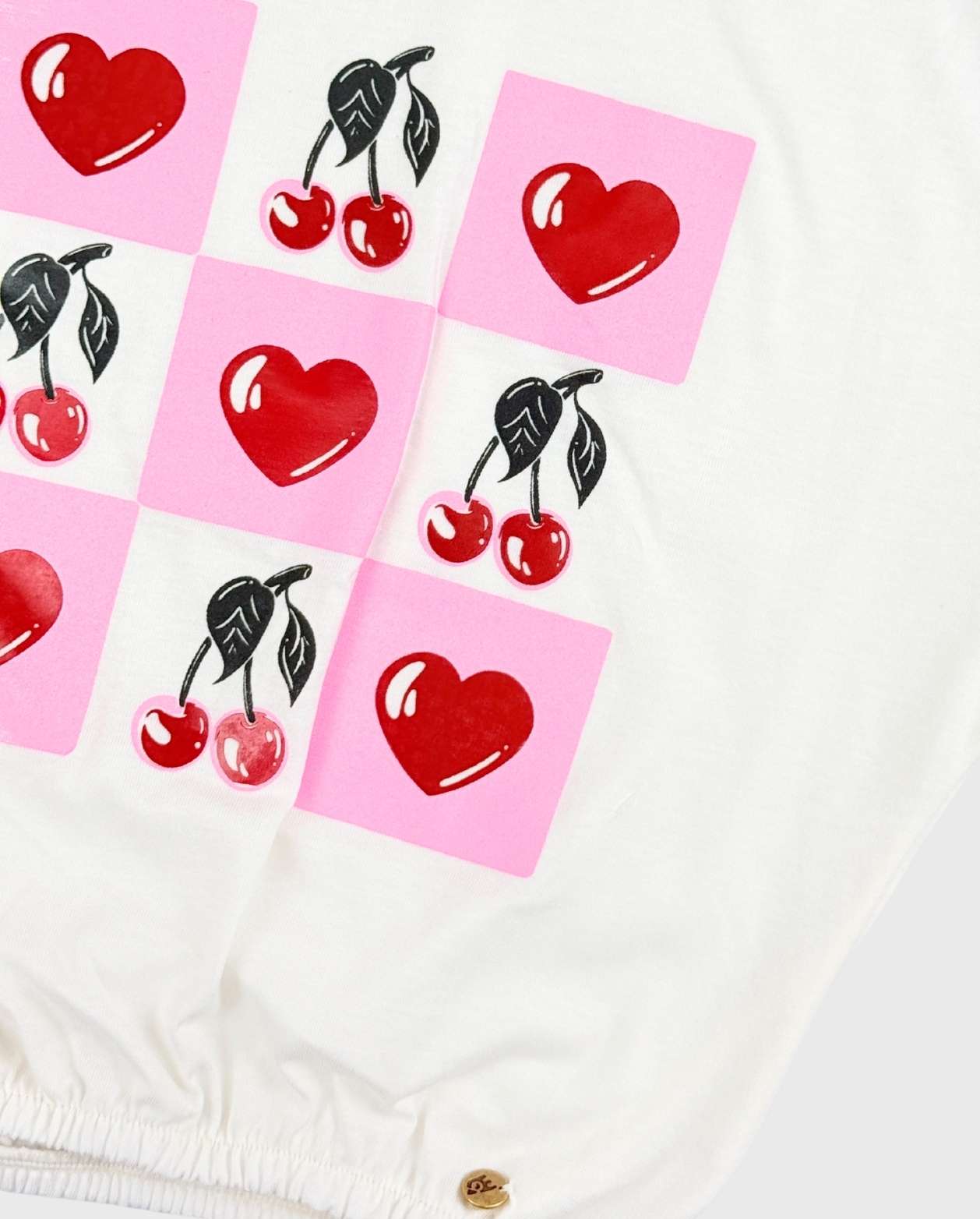 Camisa Paola Estampado Cerezas Con Resorte Marfil Color