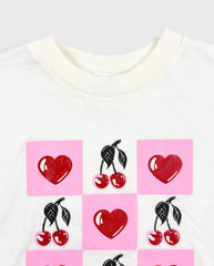 Camisa Paola Estampado Cerezas Con Resorte Marfil Detalles