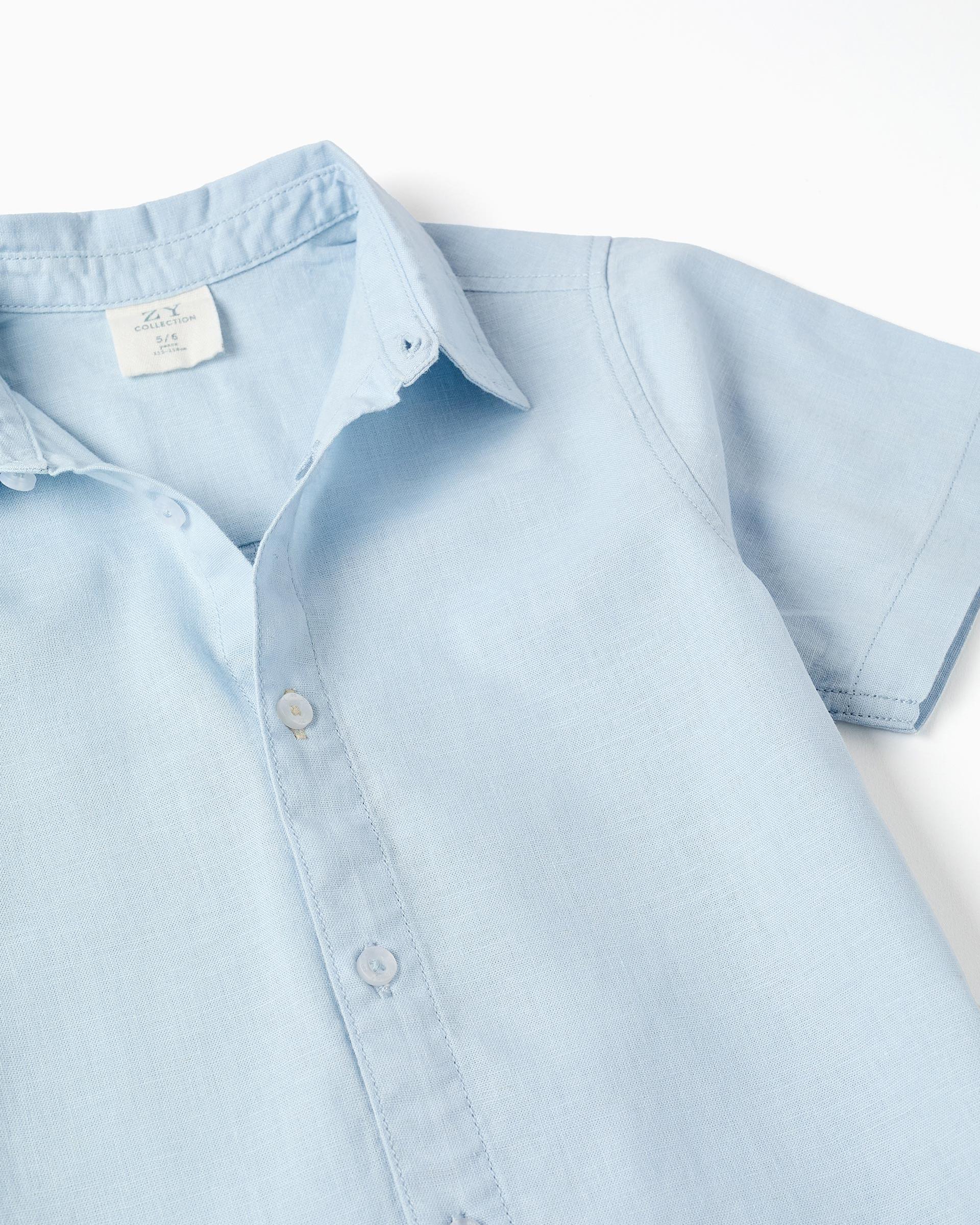 Camisa Clásica Lino Azul Zippy detalle