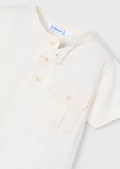 Camisa Cuello Bolsillo Beige Mayoral detalle