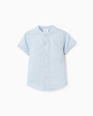 Camisa Cuello Mao Lino Azul Zippy