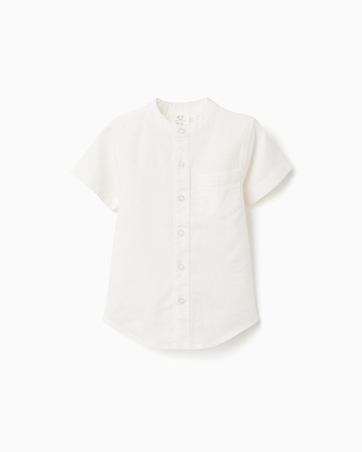 Camisa Cuello Mao Lino Blanco Zippy