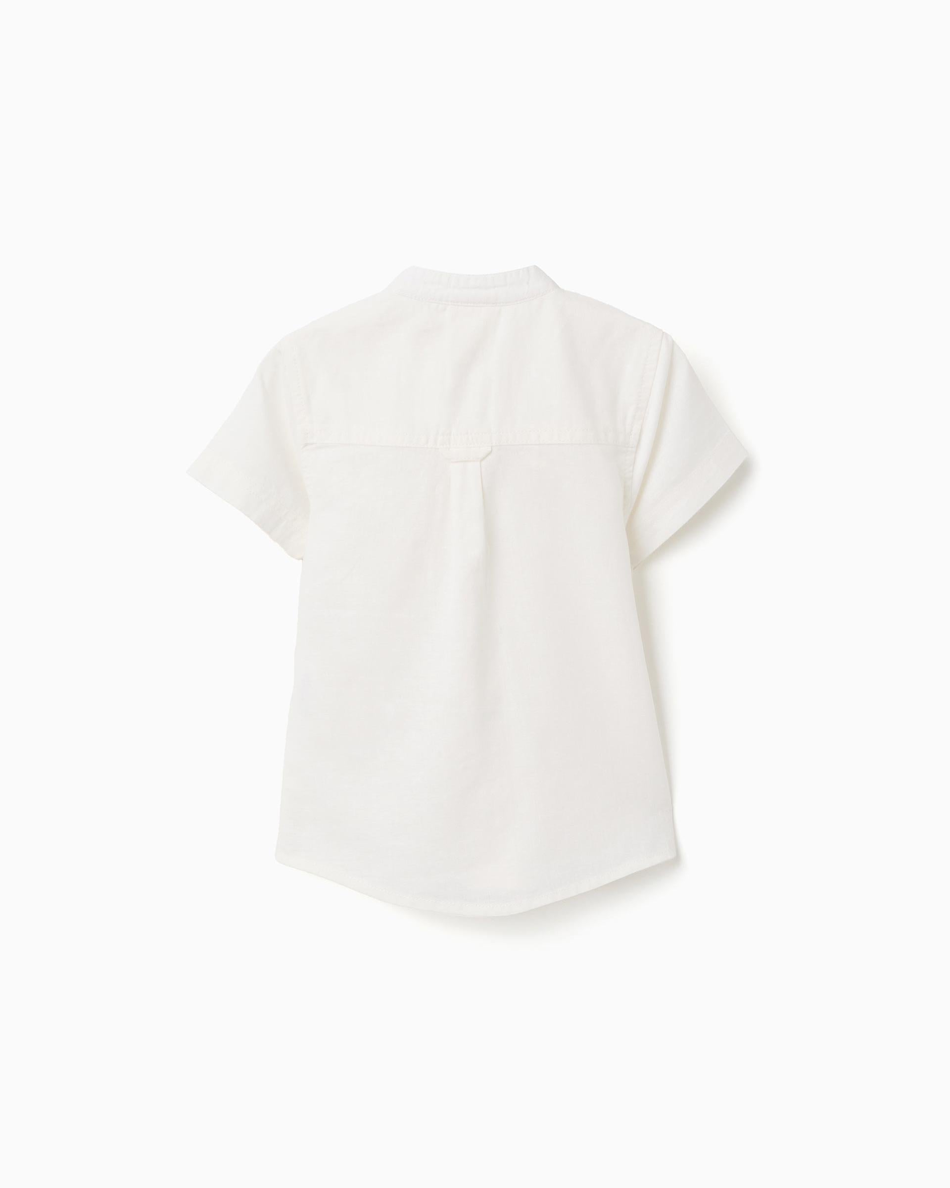 Camisa Cuello Mao Lino Blanco Zippy diseño