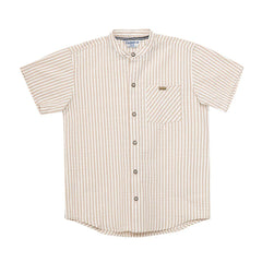 Camisa Manga Corta Rayas Beige