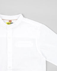 Camisa Manga Larga Lino Blanco Losan cuello