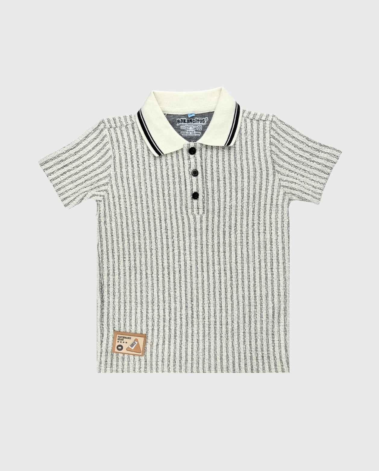 Camiseta Polo Rayas Crema