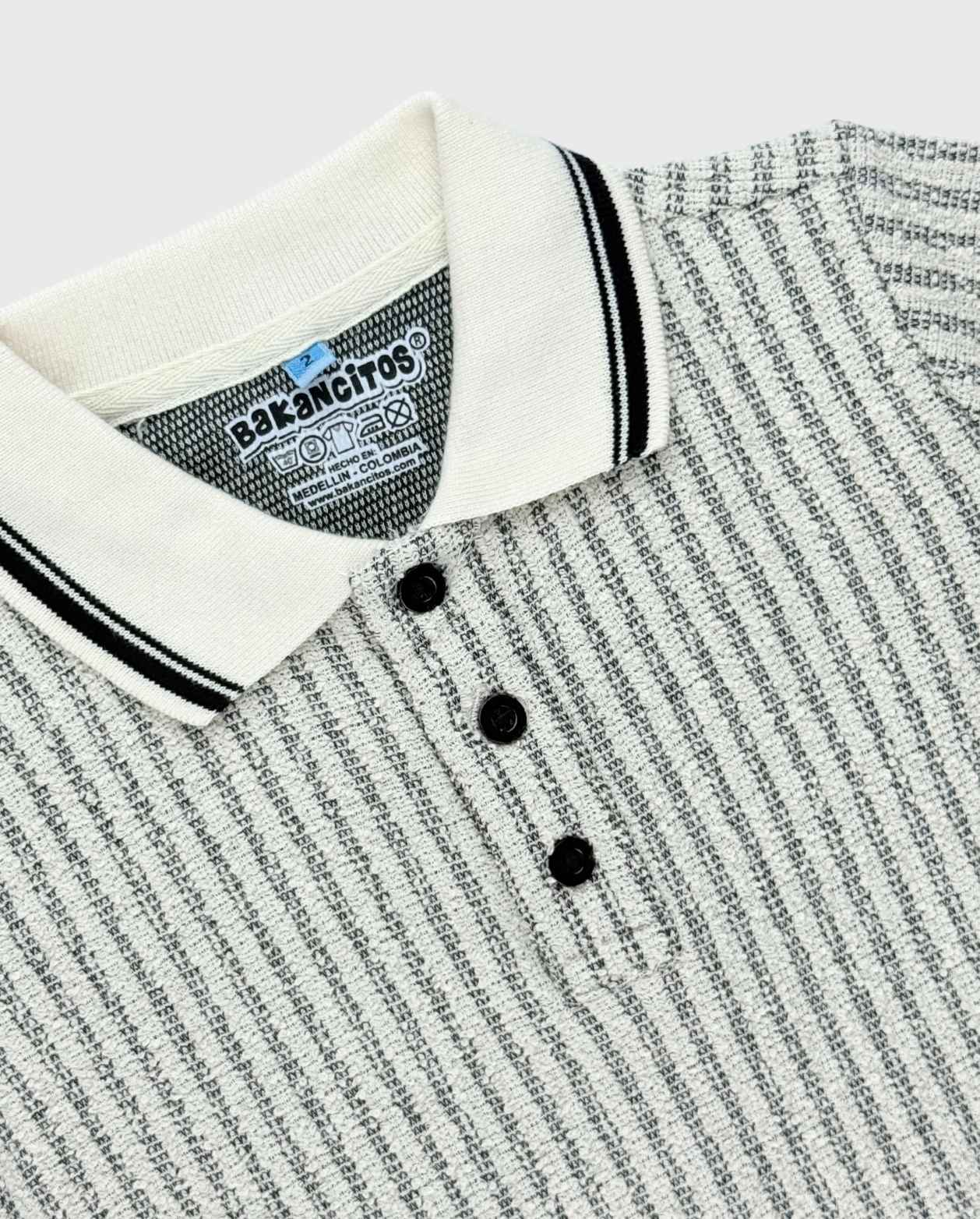 Camiseta Polo Rayas Crema Detalles