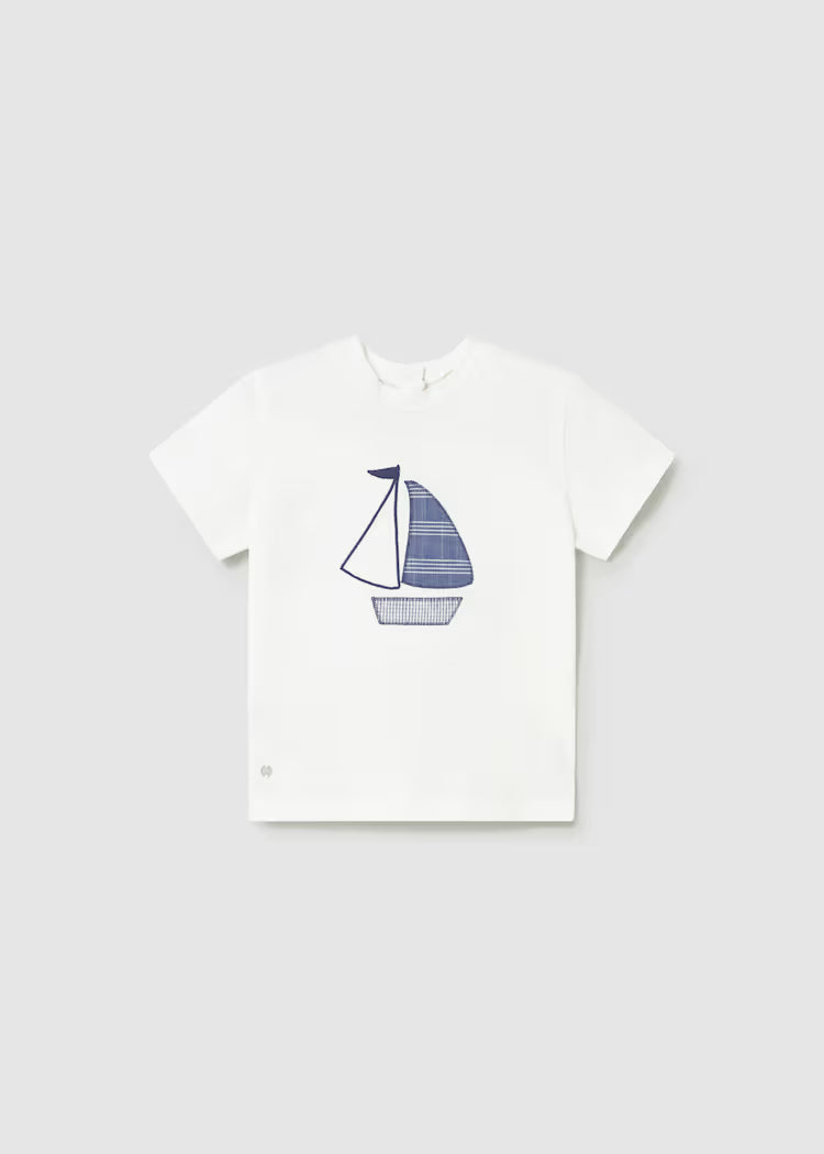 Camiseta Bordado Barco Blanco 
