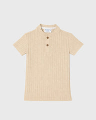 Camiseta Cuello Mao Acanalada beige