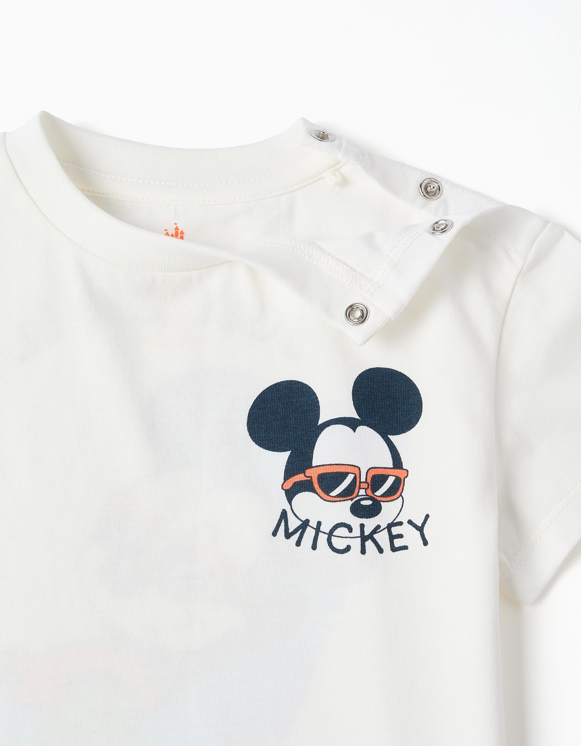 Camiseta Estampado Mickey Blanco Zippy botones