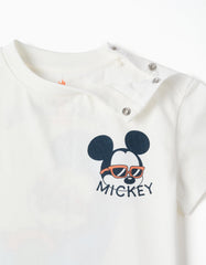 Camiseta Estampado Mickey Blanco Zippy botones