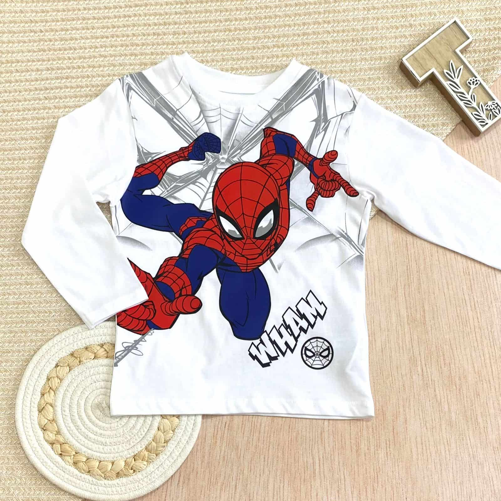 Camiseta Manga Larga Spiderman Blanco