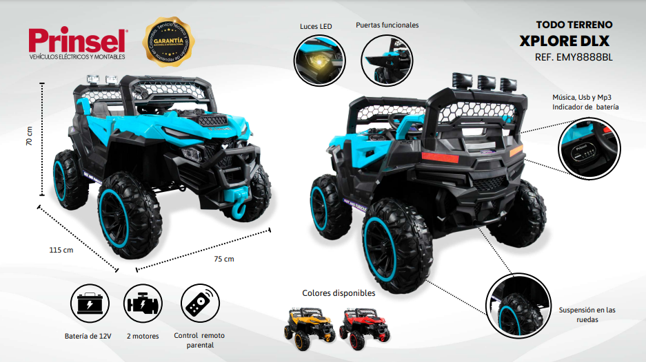 Carro Montable Electrico Para Niños  XPLORE DLX Características