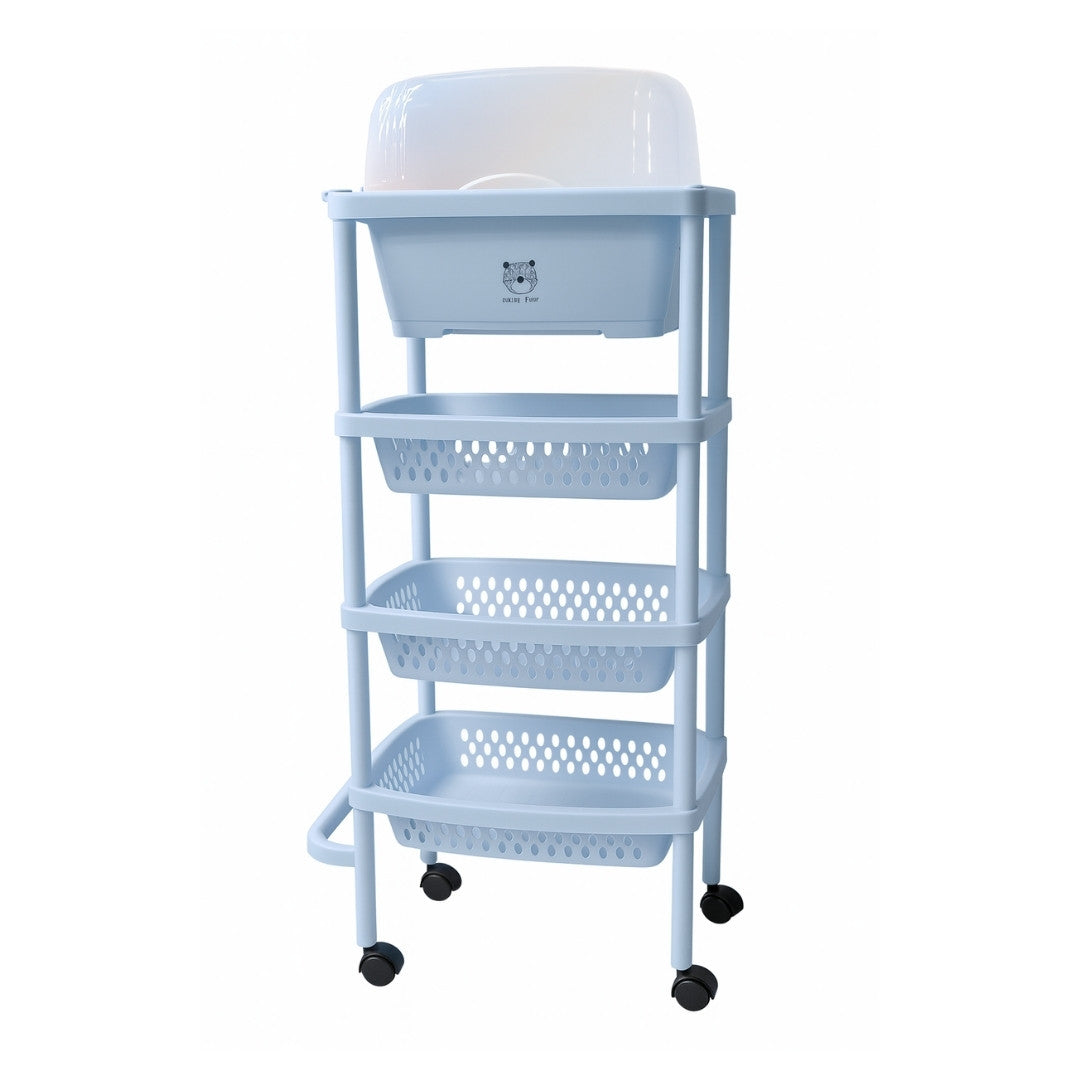 Carro Organizador 4 Puestos de Teteros y Cuidado Azul