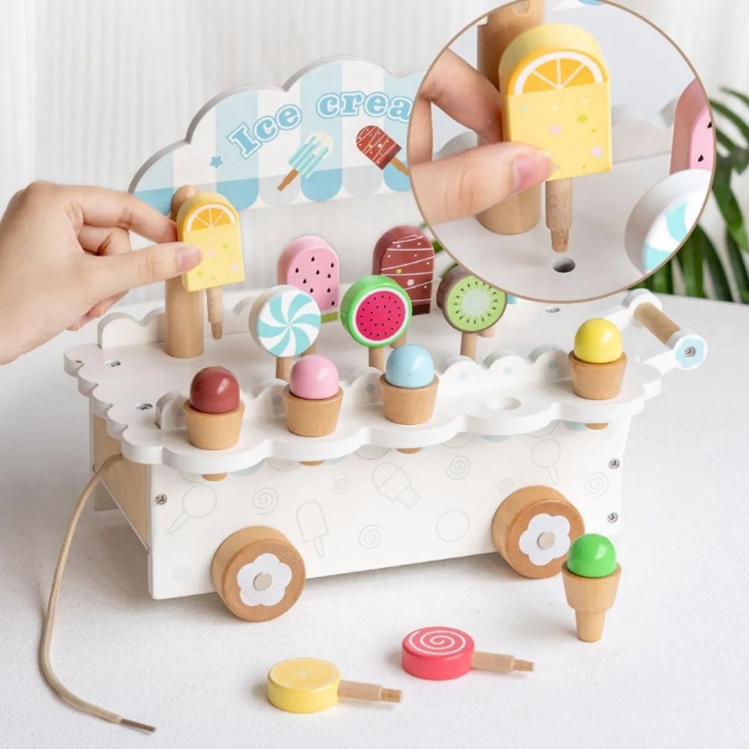 Carro De Helados De Madera Montessori Juegos