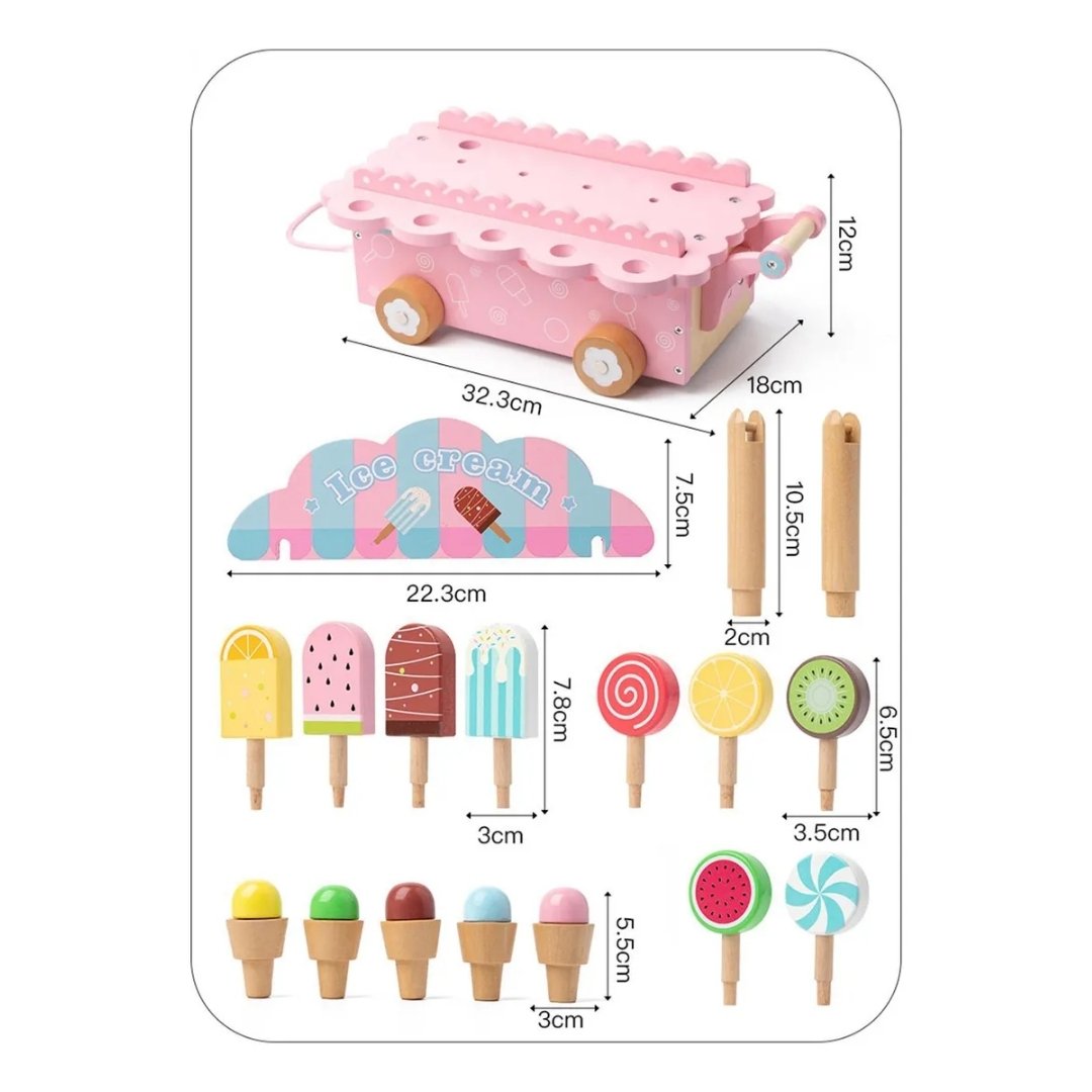 Carro De Helados De Madera Montessori 