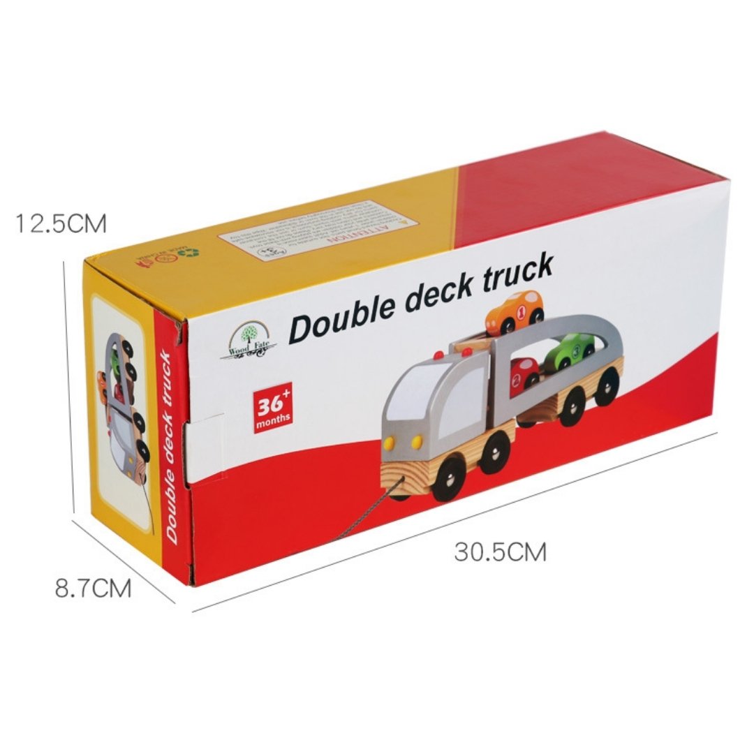 Carro Grúa De Madera Montessori Con Autos Niños Travesuras Medidas