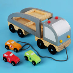 Carro Grúa De Madera Montessori Con Autos Niños