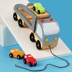 Carro Grúa De Madera Montessori Con Autos Detalles