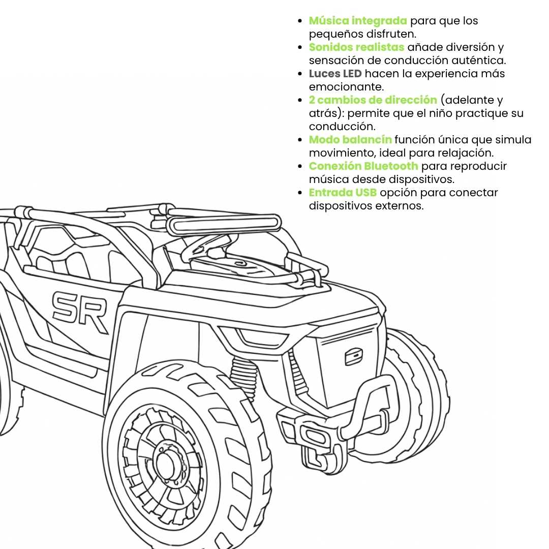 Carro Montable Eléctrico Buggy Gris Características 