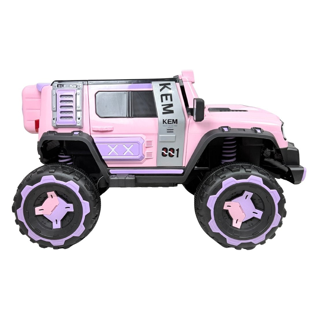 Carro Montable Eléctrico Jeep Rosa Detalles