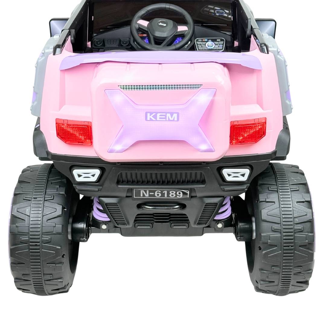 Carro Montable Eléctrico Jeep Rosa Luces