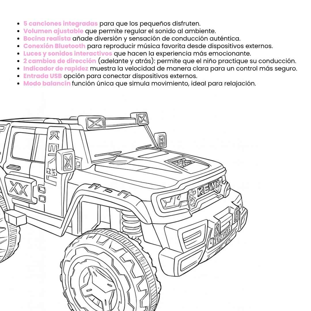 Carro Montable Eléctrico Jeep Rosa Características 