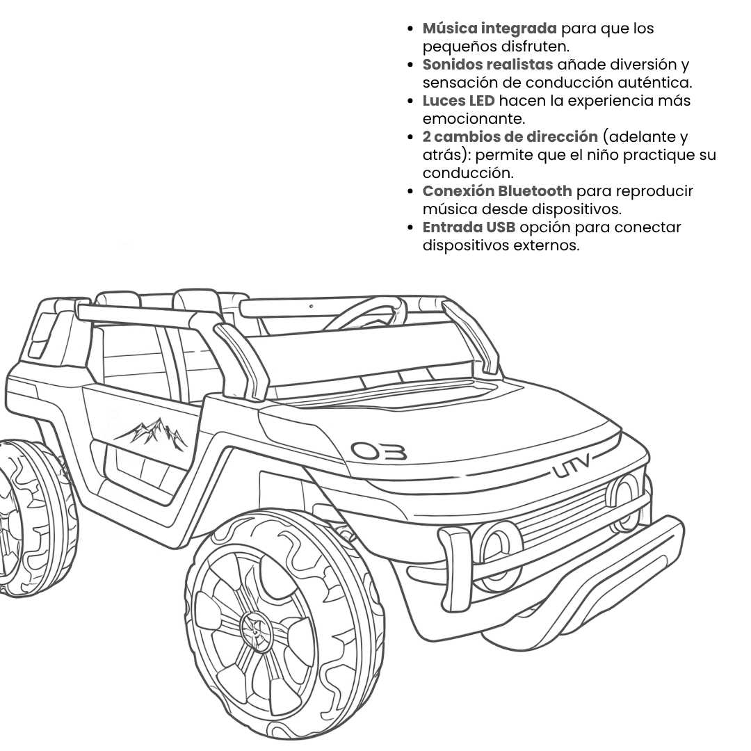 Carro Montable Electrico UTV Gris Características 