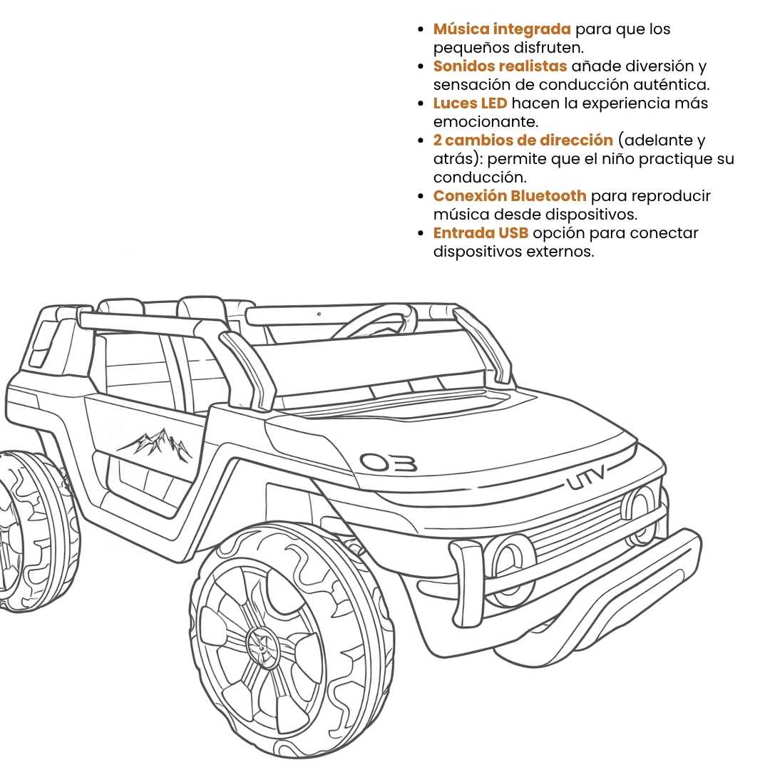 Carro Montable Electrico UTV Verde Características 